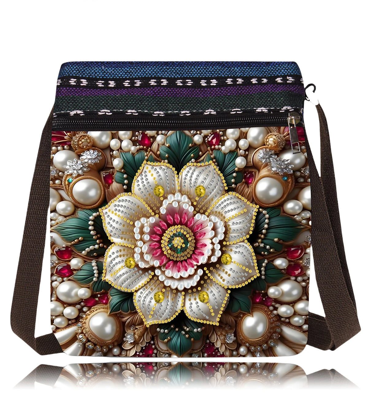 1 piece/set of DIY colorful mandala diamond art handbag, canvas shoulder bag with diamond painting crossbody bag