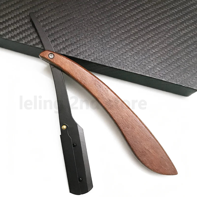 Wood Men Shaving Barber Tools Hair Razor Folding Shaving Knife Stainless Steel Straight razor Holder