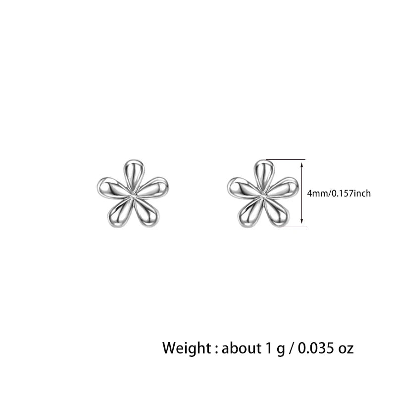 Girls' Minimalist Simple Stud Earrings Simple Little Flower Golden/White Nail Female Trendy Piercing Ear Accessories Cute Gifts