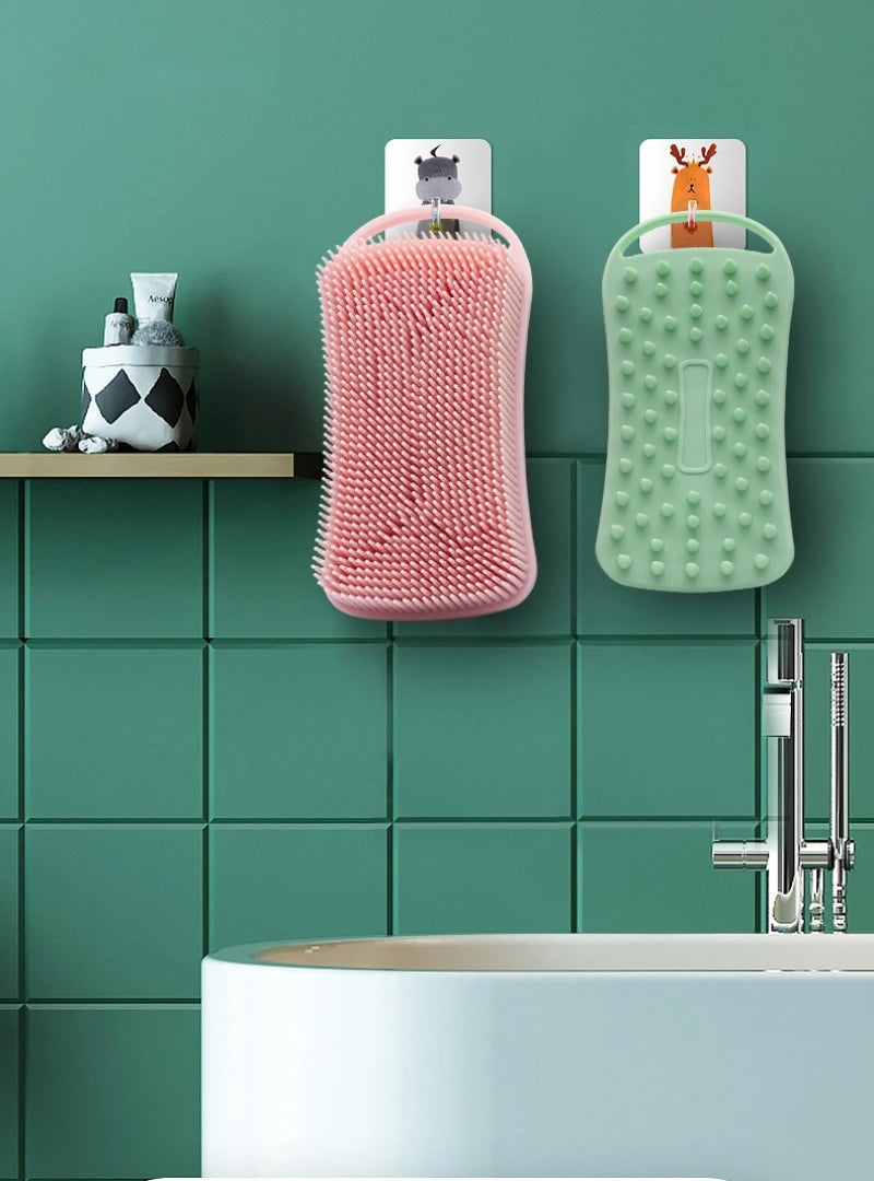 Double Sided Silicone Shower Brush 2 In 1 Exfoliating Body Brush Multi-Function Skin Cleaning Silicone Bath Brush Massage Brush