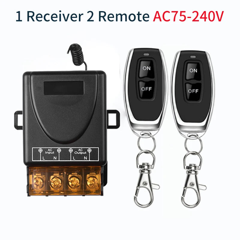 AC 75-220V DC 9-72V RF433Mhz Wireless Remote Control Switch 12V 24V 110V 220V 30A Relay Receiver for Water Pump Motor LED Light