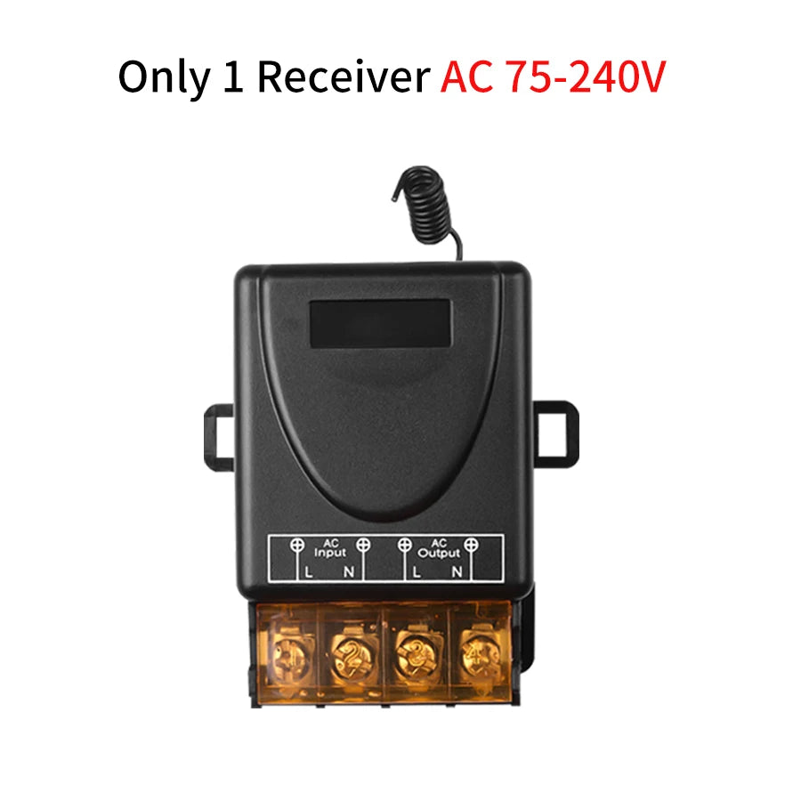 AC 75-220V DC 9-72V RF433Mhz Wireless Remote Control Switch 12V 24V 110V 220V 30A Relay Receiver for Water Pump Motor LED Light
