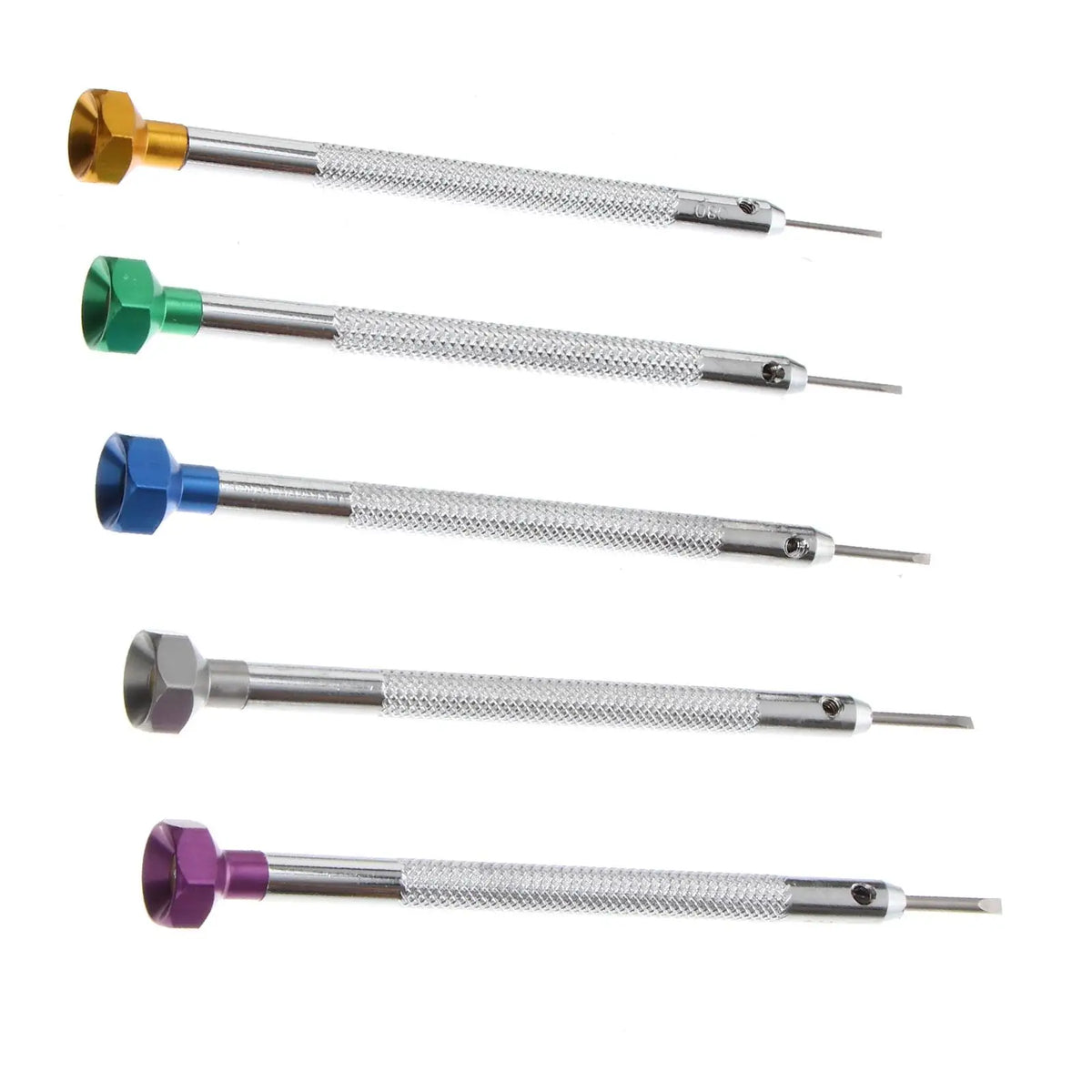 5pcs Flat Slotted Screwdrivers Durable Steel Repair Tools Watch Eyeglass 0.8mm 1.0mm 1.2mm 1.4mm 1.6mm Portable Storage