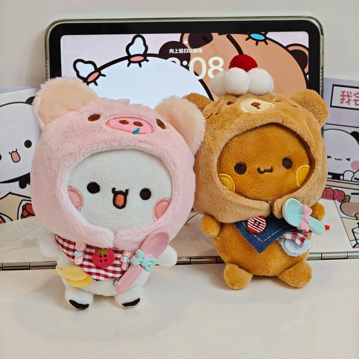 12cm Official Original Panda Bubu And Yier Outfit Change Plush Toy , Bubu And Dudu Plush Pendant Doll Gift