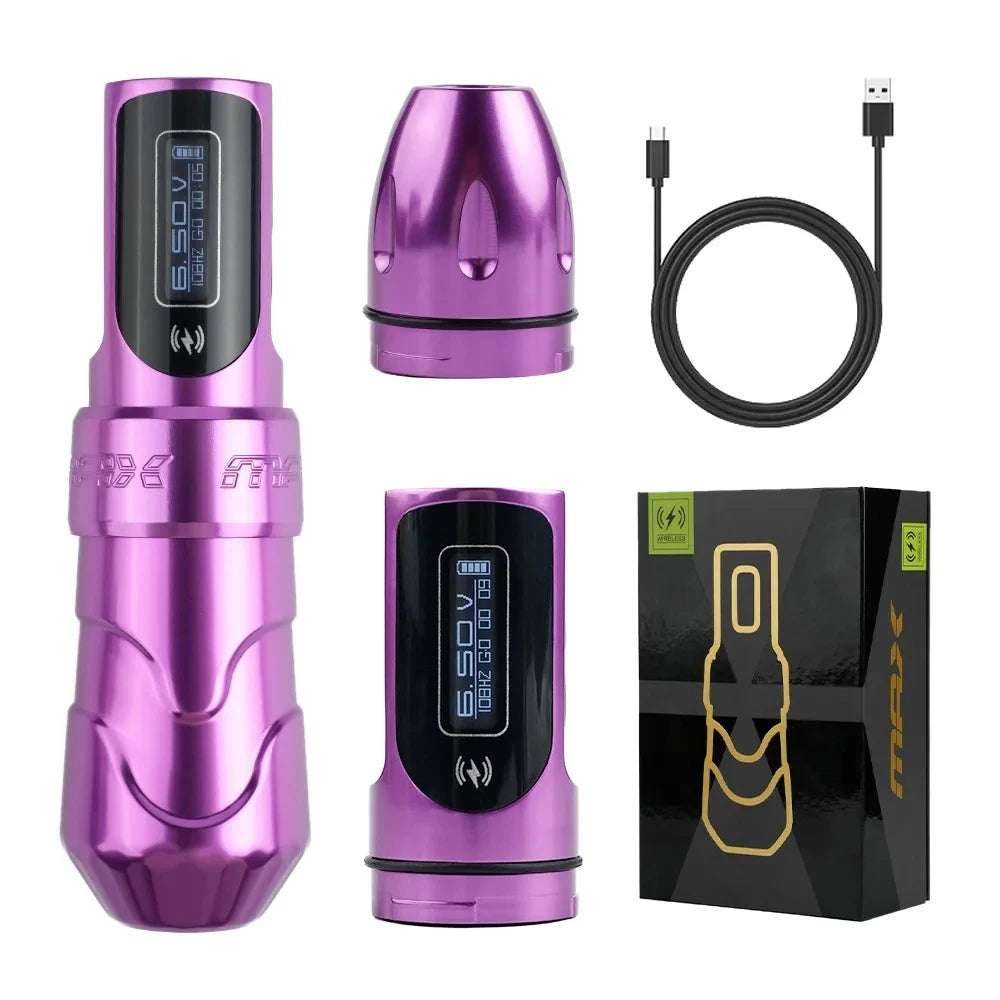 MAX Tattoo Machine Pen 4.0mm Stroke Professional Body Art Makeup Rechargeable LED Digital Display Battery Wireless Pen Machine
