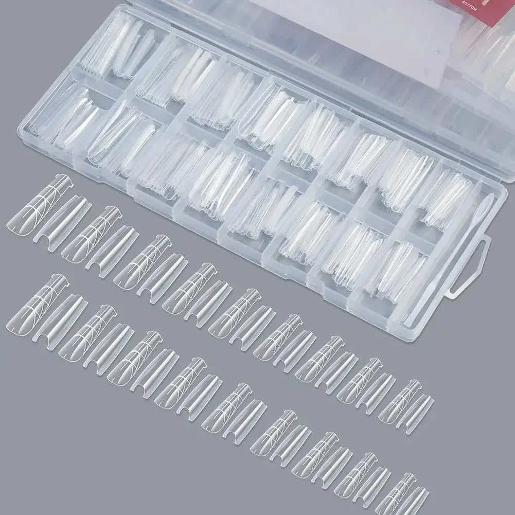 256Pcs Full Cover Nail Extension Forms, Dual Form Nail Tips, Quick Gel Nail Building System