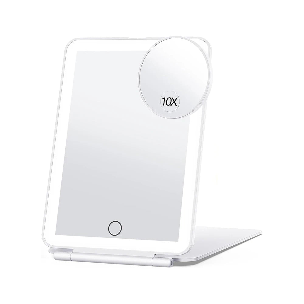 LED Travel Makeup Mirror 3 Colors Light USB Rechargeable Touch Screen Cute Portable Tabletop Cosmetic Mirror Ins PINK Beautiful