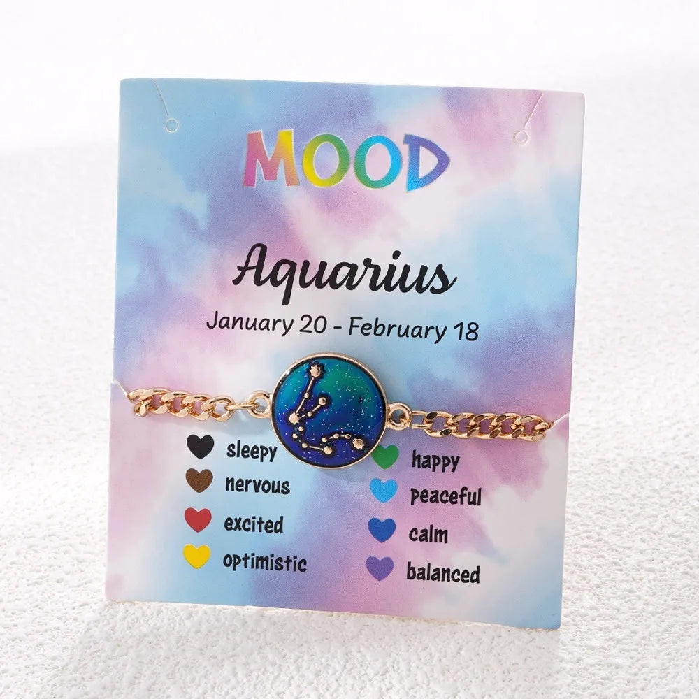 Zodiac Bracelet for Women 12 Constellation Sign Bracelet Color Changing Bracelet Temperature Sensing Mood Jewelry