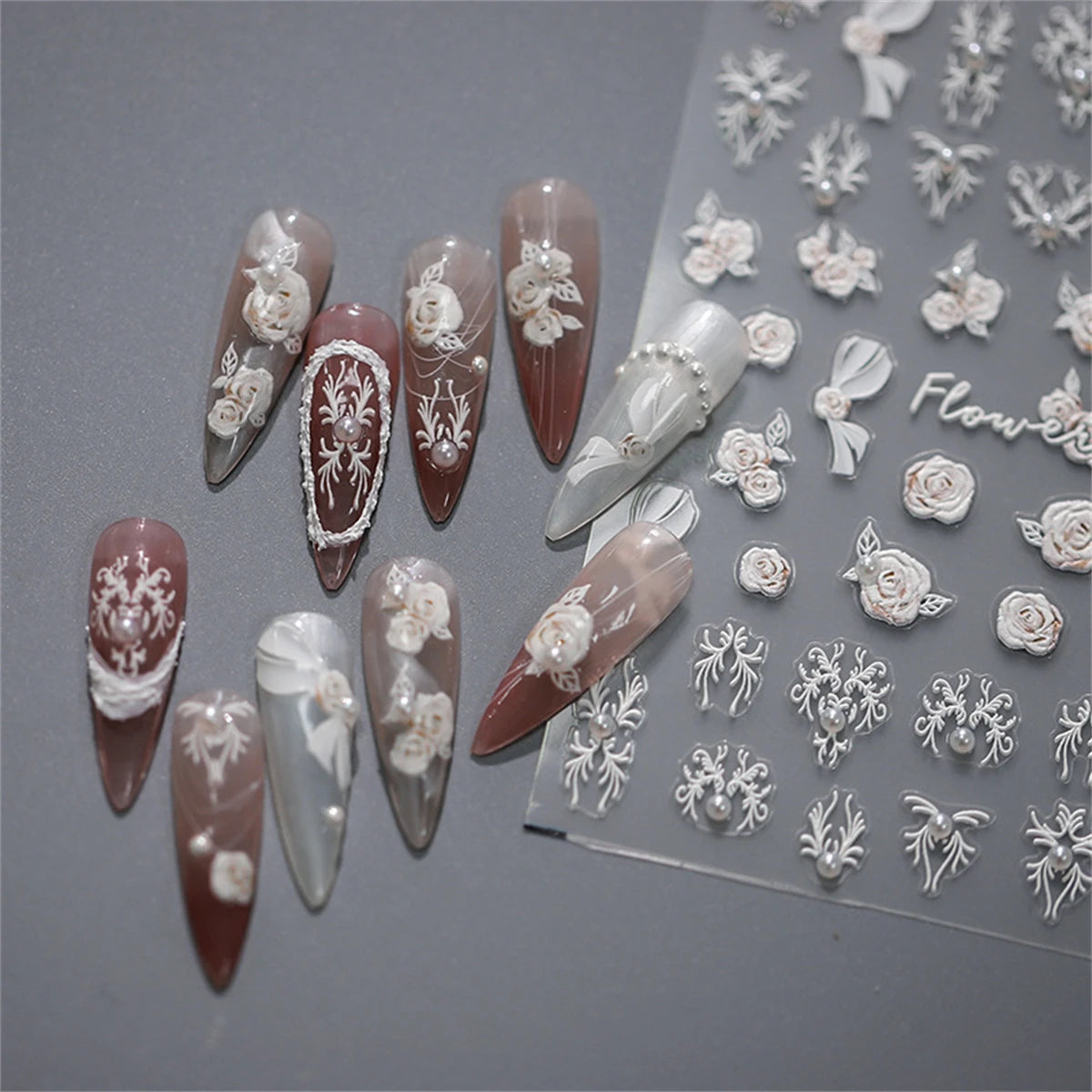 1pcs 5D Rhinestones Gold Silver Irregular Pattern Nail Sticker Simple Design Adhesive Slider Nail Art Decoration Decals Supplies