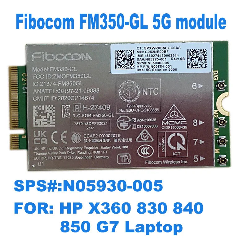 fibocom FM350-GL Intel 5G Solution 5000 Moudle M2 supports 5G NR For HpSpectre x360 7940hs 830 G8 845G8 14 Convertible  FM350