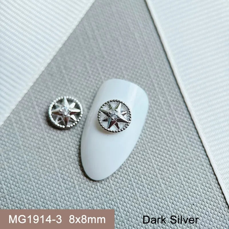 10pcs 3D Luxury Nail Art Charms Zircon Metal Star And Flower Decorations Starlight Jewelry Accessories for Manicure Supplies