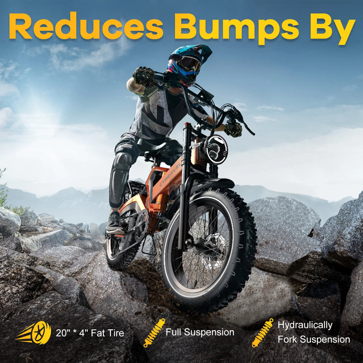 Cybervelo EK6 Folding Ebike 2000W Peak 20-Inch Fat Tire Off-Road Electric Bicycle 20Ah Dual Battery 35MPH Speed 100 Miles Range