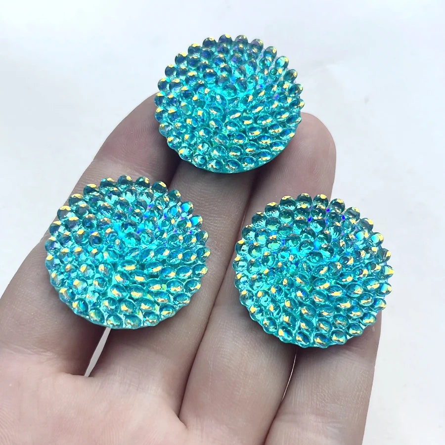 10pcs 30mm shiny round flowers Flat Back Rhinestone diy Jewelry Indigenous earrings for wedding decoration Handmade accessories