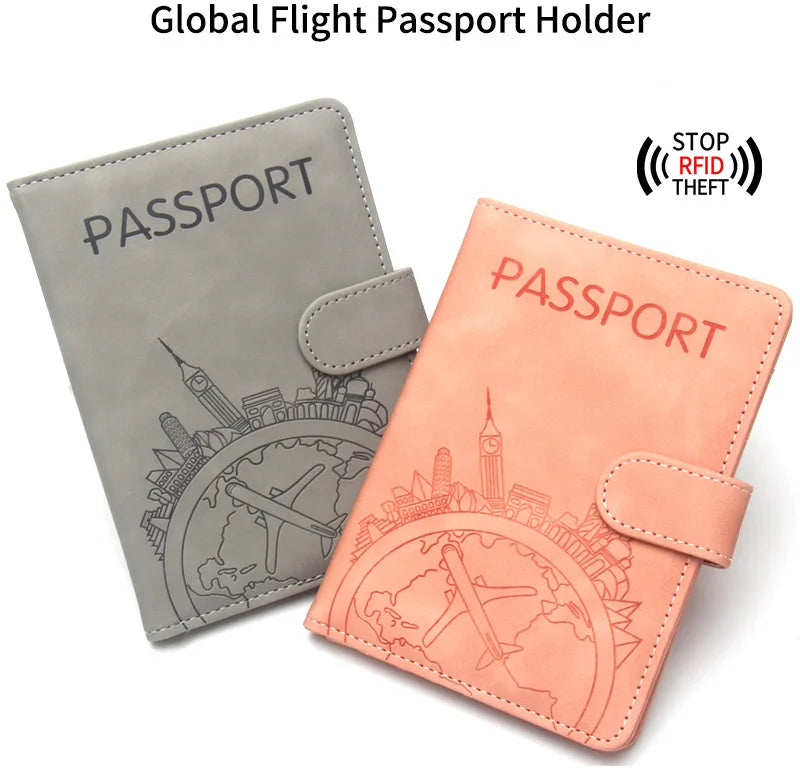Rfid Global Flight Passport Holder Laser Engarved Name Passport Cover Custom Name Travel Wallet
