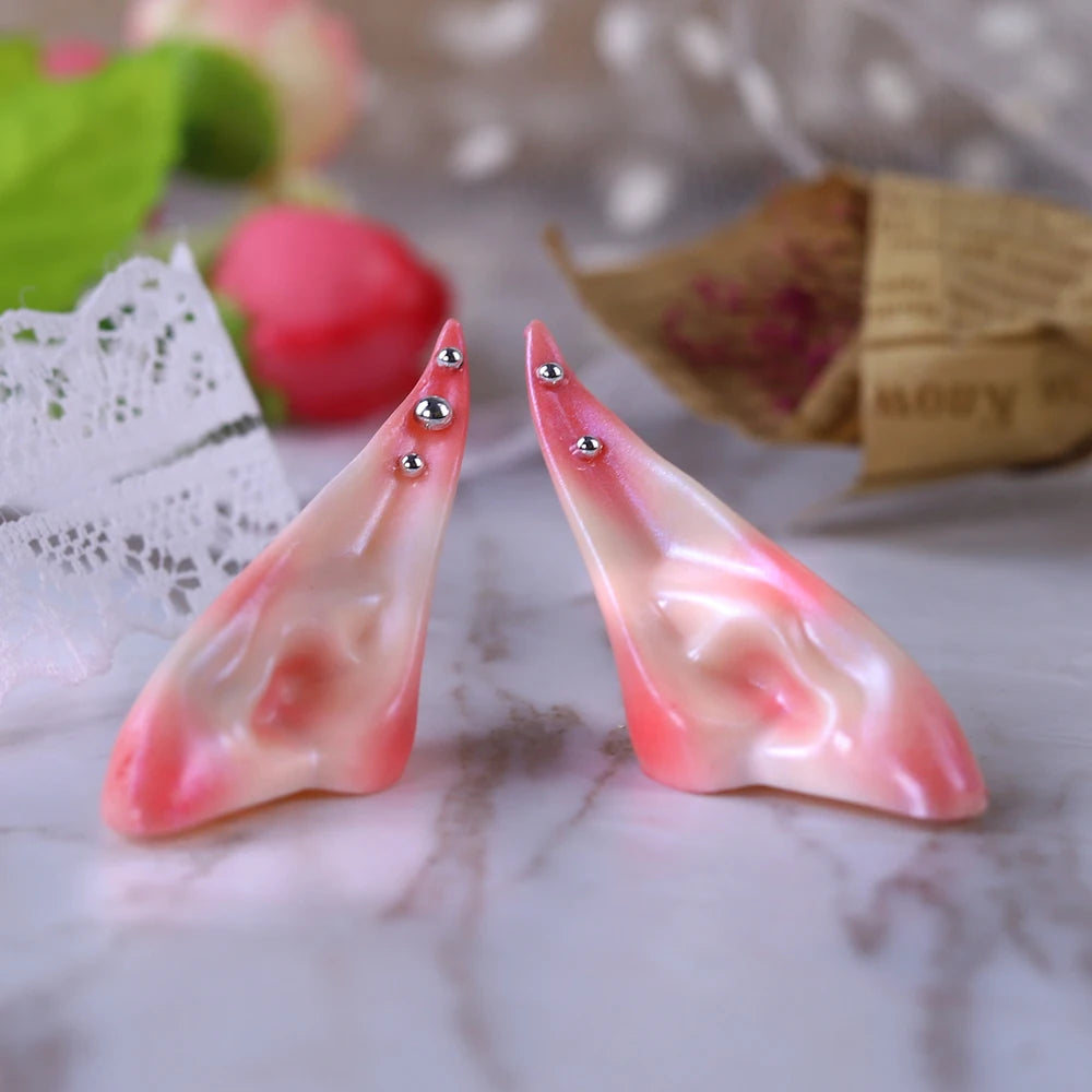 Blyth 1/6 Doll Ear: Hand-painted Ears with Rhinestone Texture and Openwork Design DIY Accessories for 30 cm Dolls