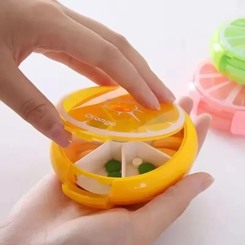 Portable Pill Box Weekly Rotating Split Fruit Points Drug Carry With You Mini Medicine Boxs Medicine Travel Pillbox