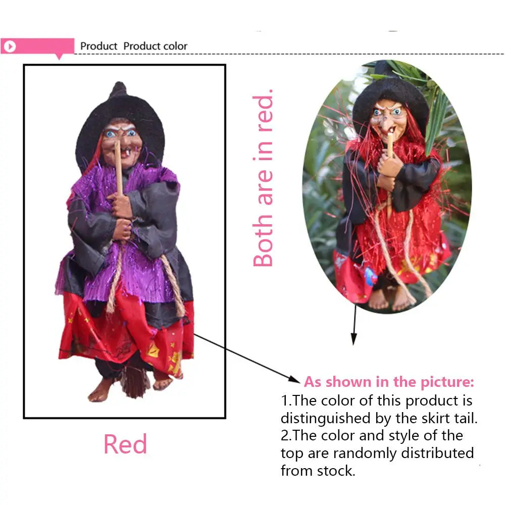 1pc Halloween Ghost Festival Witch Figurine Hanging Doll DIY Decor Pendant Ornaments for Party Haunted House Props Garden Decor