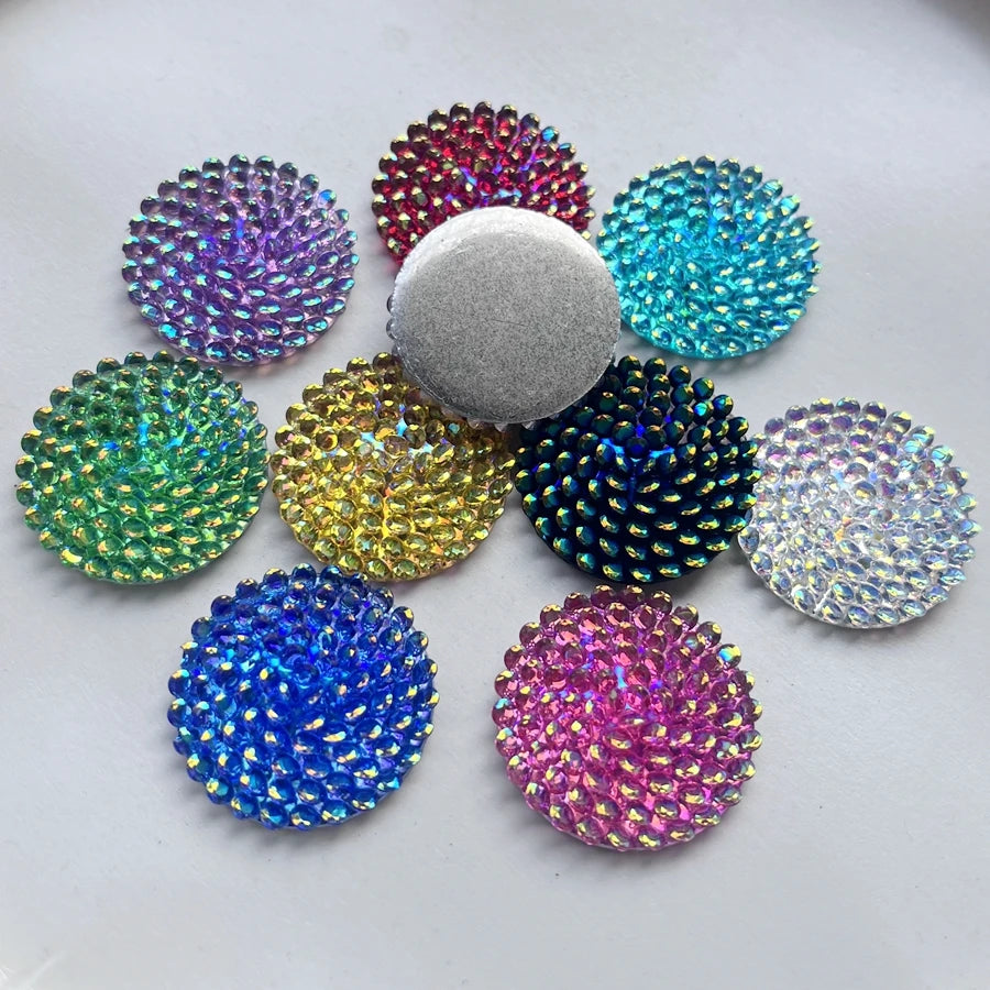 10pcs 30mm shiny round flowers Flat Back Rhinestone diy Jewelry Indigenous earrings for wedding decoration Handmade accessories