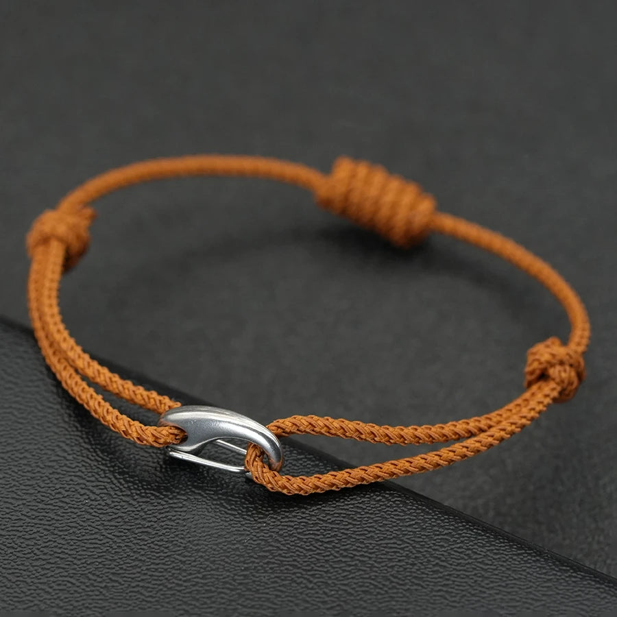 Handmade Adjustable Thin String Bracelet Unisex Stainless Steel Weaven Knot Luck Holiday Braslet Valentine Day Couple Pulseira