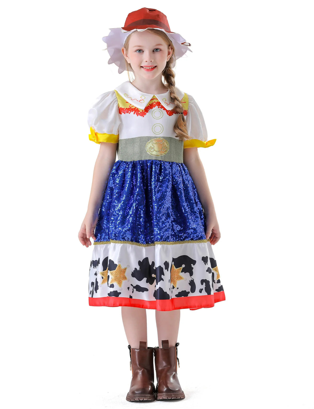 Girl Jessie Dress Kids Yellow Blue Cowgirl Cosplay Costume Kids Fancy Party Outfit Halloween Christmas Gift