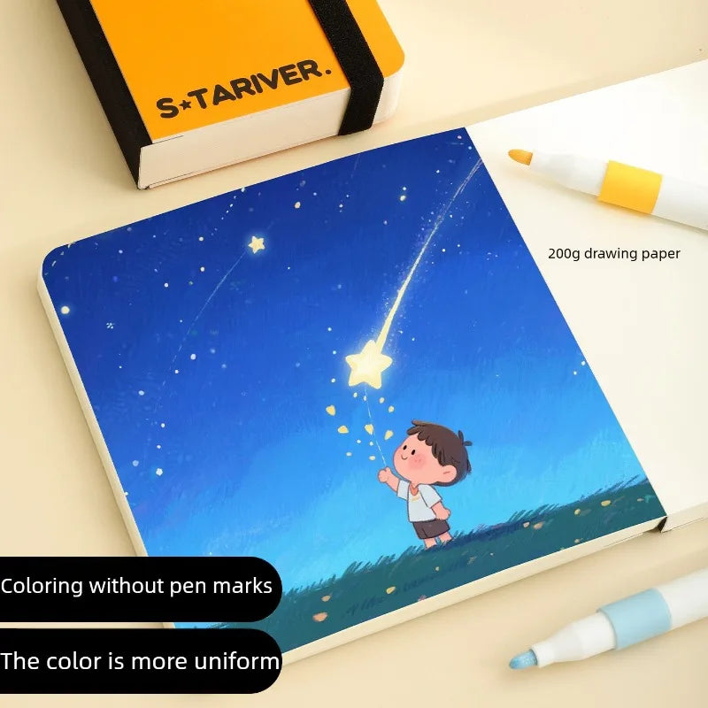 200g/㎡ Acrylic Marker Drawing Notebooks Paper No Bleed Art Paper Cotton Fiber Watercolor Paper for Office School Supplies