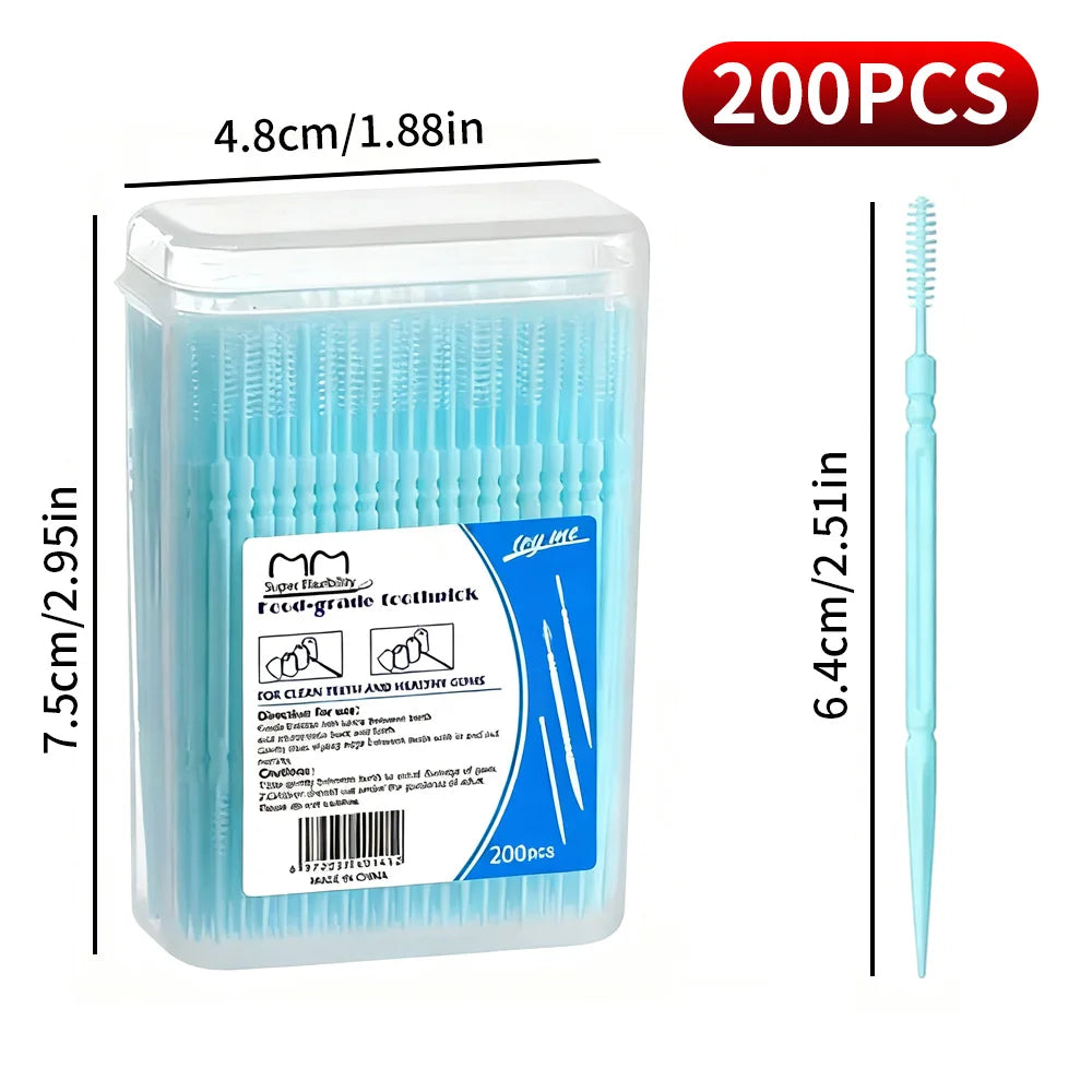 (Affordable boxed dental floss) Disposable household boxed portable ultra-fine toothpick double headed -200PCS/box