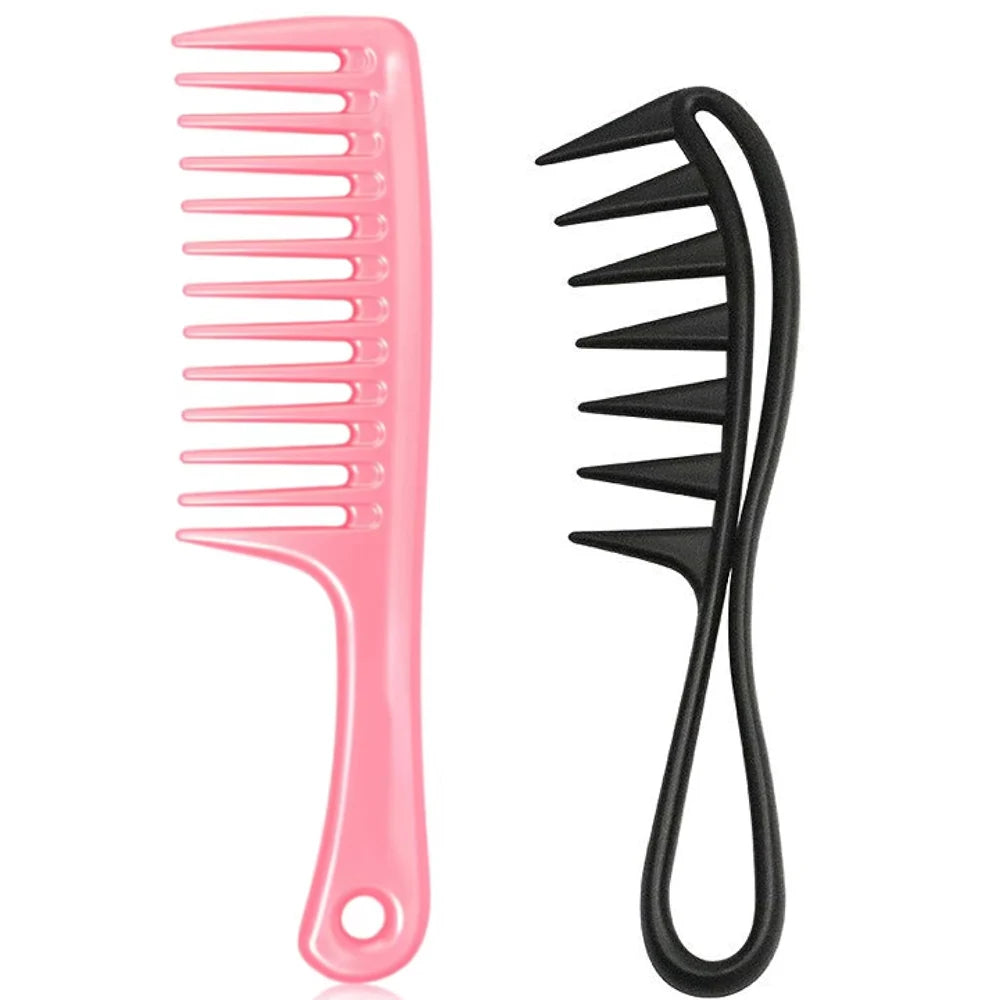 2 Pcs Professional Comb Set, Large Tooth Curl Comb Shark Teeth Hair Hairstyle Tool for Curly Wet Wavy Thick Hair Wigs Barber