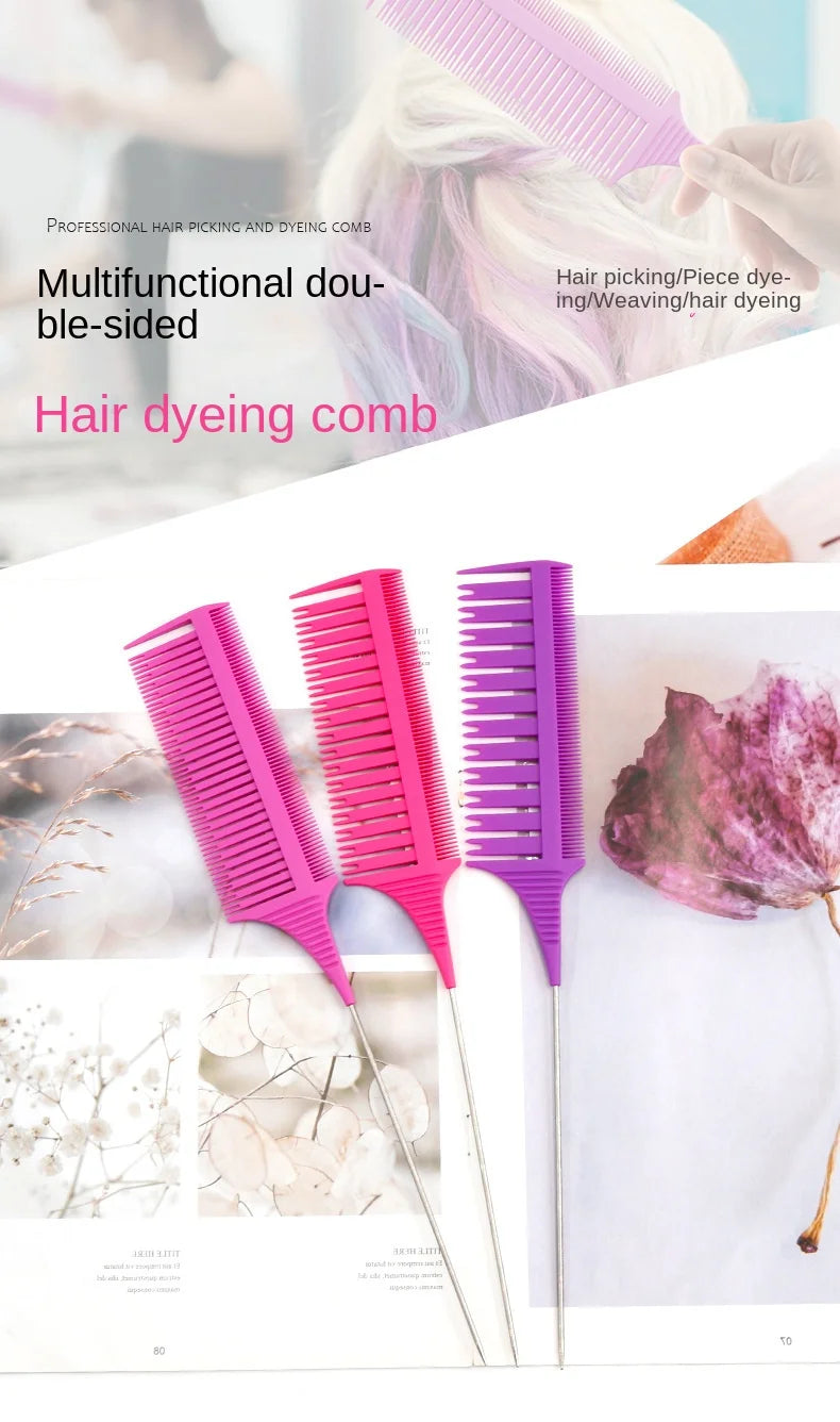 3pcs Hairbrush Hair Styling Combs Tailed Comb Set Coloring Dyeing Comb Salon Tool Sectioning Highlighting Weaving Cutting Comb
