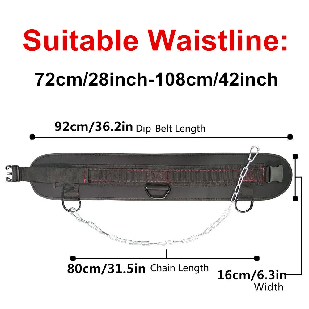 Gym Weight lifting Belt  with Chain Weights for Crossfit Kettlebell Workout Bodybuilding Pull Up Comfortable Waist Dip Belt