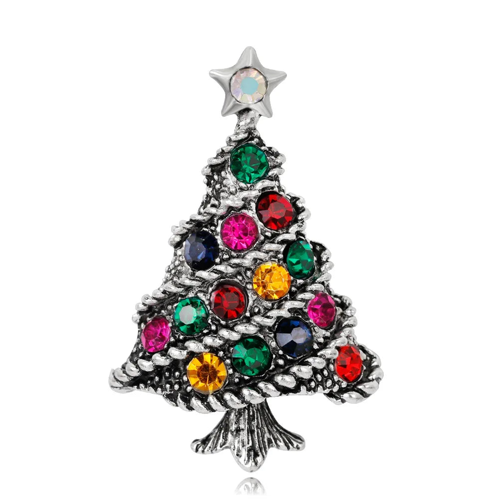 New Christmas Brooch Shiny Crystal Christmas New Year Accessory Pin Snowman, Elk, Christmas Tree Series Decoration Jewelry Gift
