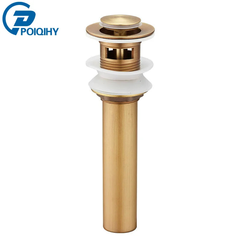 Antique Brass Pop Up Drain Bathroom Sink Push Down Pop Up Stopper Drain Washbasin Accessoires Plug Cover Waste Pipe Drainer