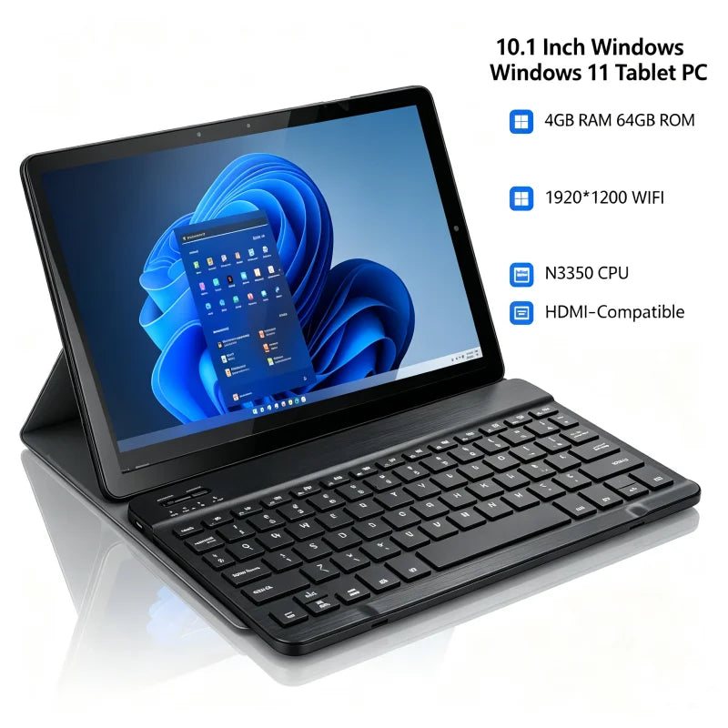 10.1" Windows 11 Tablet PC Tab G6 Pro AR40 N3350-4GB RAM, 64GB ROM SSD Storage Quad-Core USB 3.0 Type-C WIFI 1920*1200
