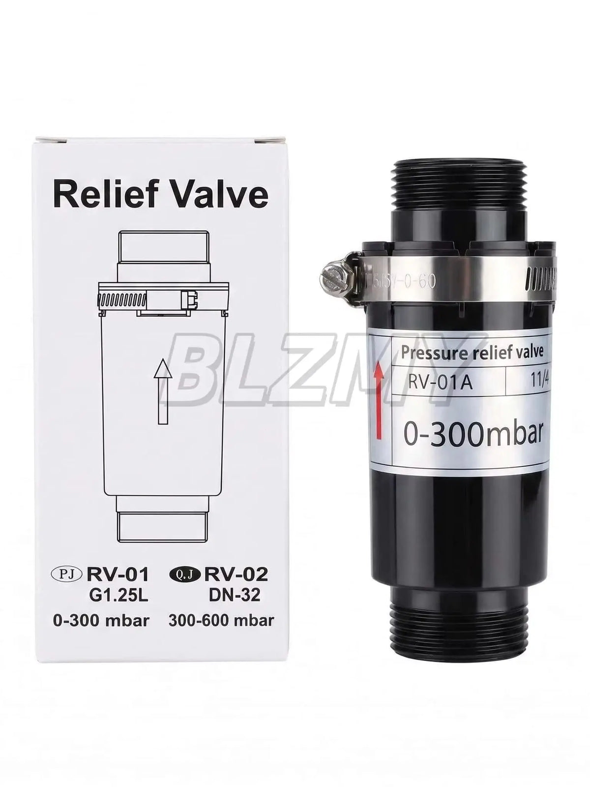 PVC Safe Pressure Relief Valve G1 1/4inch 1.2inch RV01 RV02 0-600 Mbar for Air Ring Blower Vacuum Pump