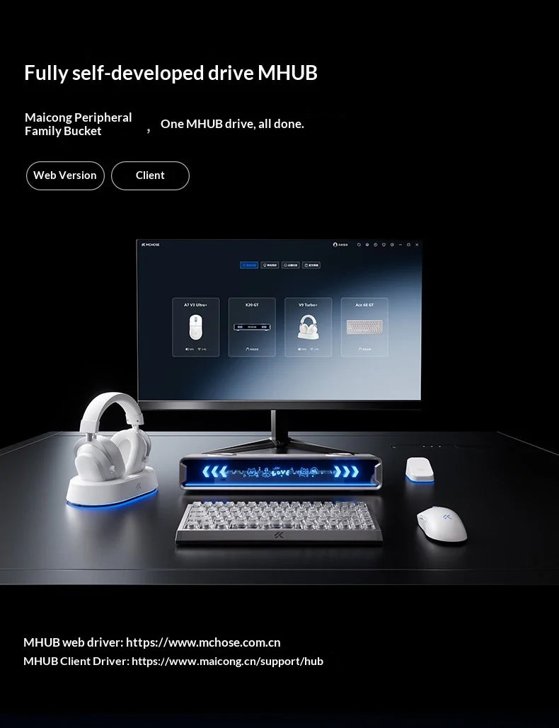 MCHOSE A7 V3 Ultra Gaming Mouse PAW3955Ti Super Sensor 20000FPS Tracking Accuracy 8kHz Polling Rate Low Latency Super Glide