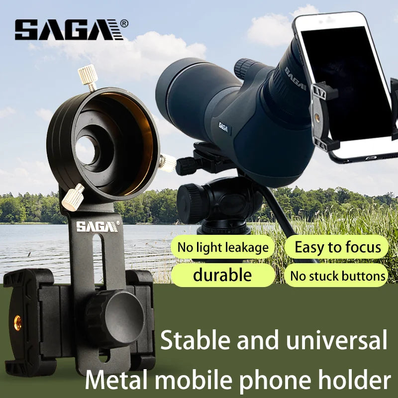 Metal mobile phone clip double monocular astronomical telescope microscope eyepiece connected to mobile phone for taking picture