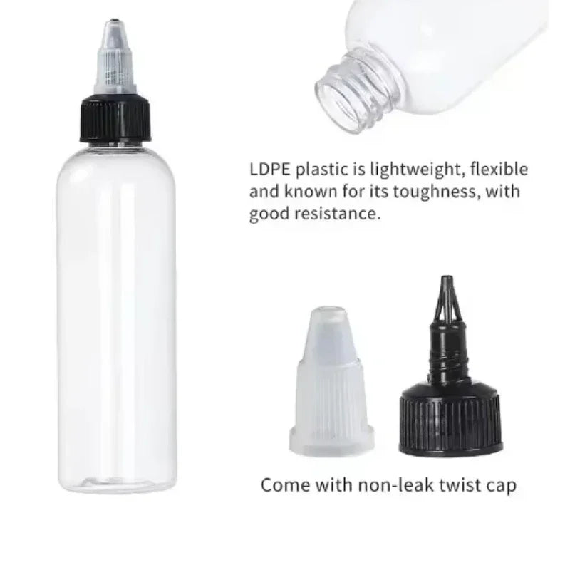 30Pcs 30ml-250ml Plastic Squeeze Bottles Refillable Pointy Bottle Clear With Twist Cap Swivel Mouth Tip for Crafts and More