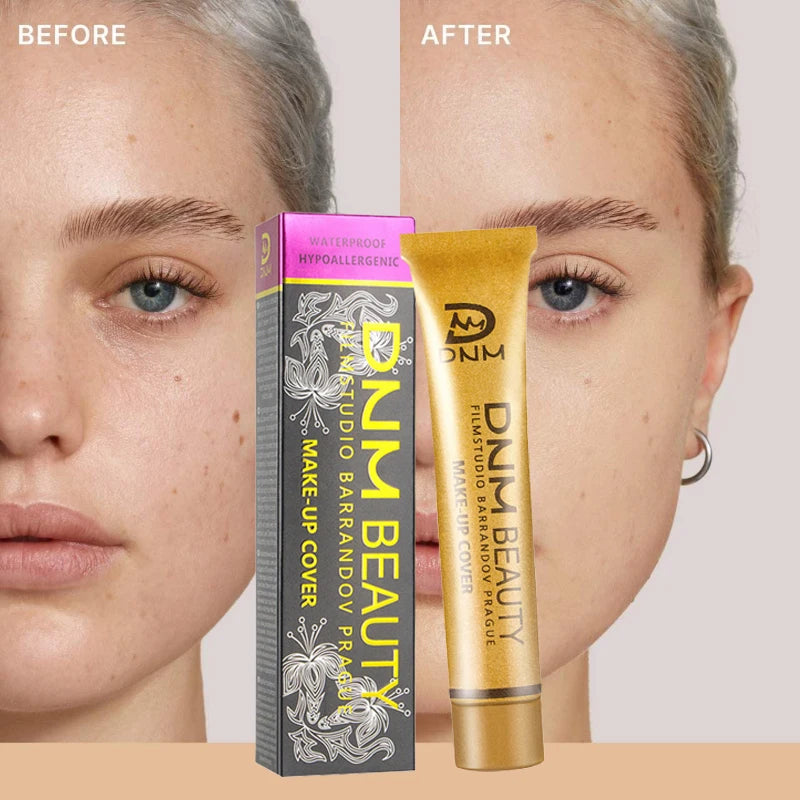 2-in-1 Full Coverage Concealer & Foundation, Gold Tube Cream For Dark Circles Tattoos Freckles Redness, Even Skin Tone