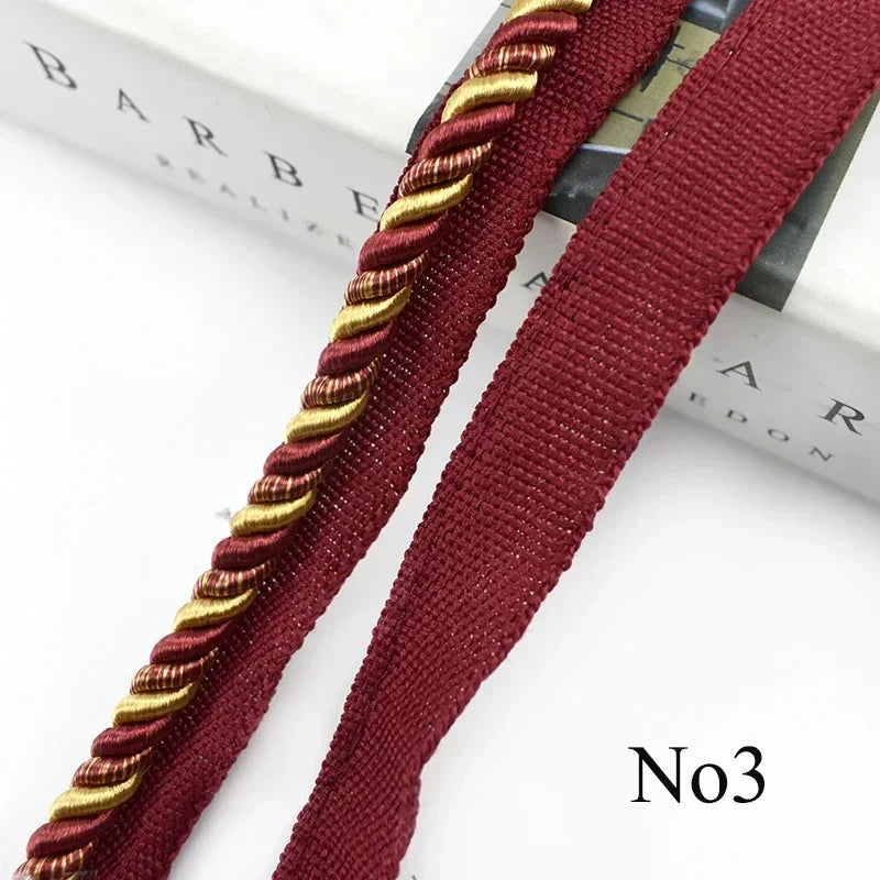 2/6/12M Meetee 6mm Two-color Lace Rope Trim Decorative Strap Webbing Cord for Sofa Curtain Sewing Handmade Material Accessories