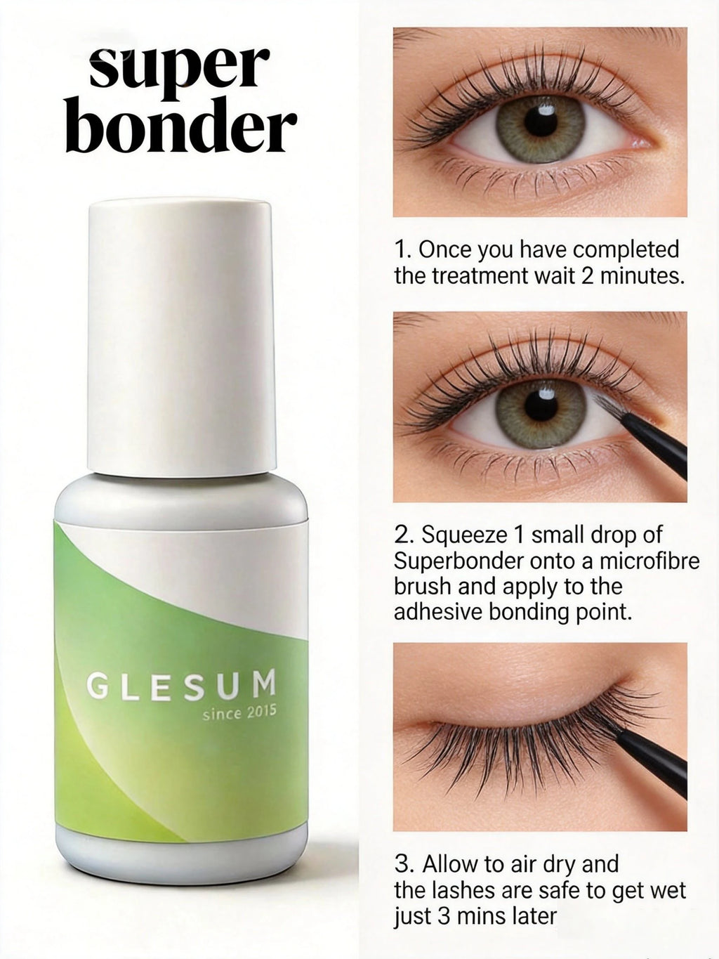 Glesum Super Bonder Fixing Agent for Eyelashes Extensions Primer Curing Liquid for Lash Glue Help Adhesive for Lashes Grafting