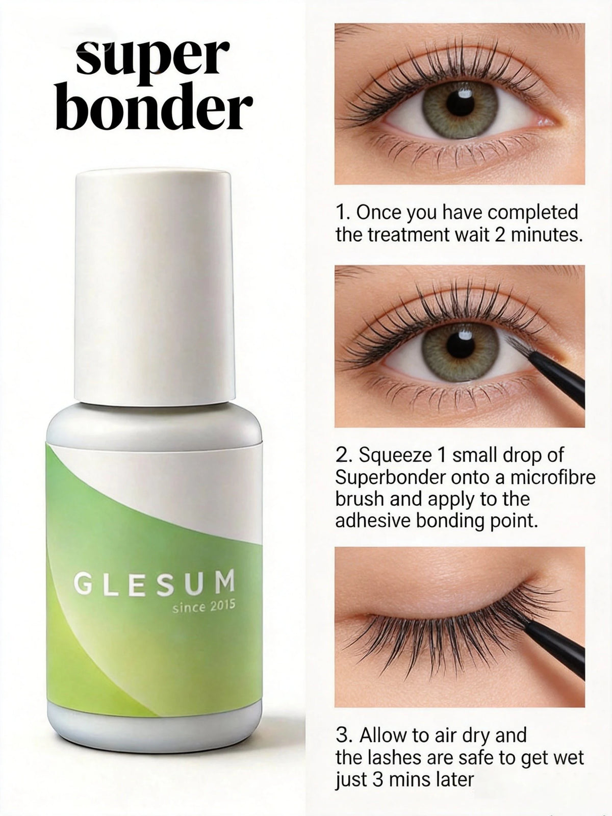 Glesum Super Bonder Fixing Agent for Eyelashes Extensions Primer Curing Liquid for Lash Glue Help Adhesive for Lashes Grafting