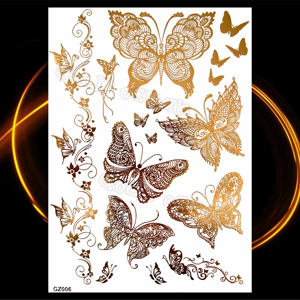 1PC Summer Style Men Women Body Art Gold Metallic Tattoo Sticker HYS-101 Chain Bracelet Fake Jewelry Waterproof Temporary Tattoo