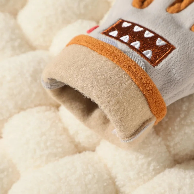Autumn Winter Children's Gloves Cycling Cute Cartoon Warm Boy Girl Gloves Fleece Windproof Pupil Soft Outdoor Play Kids Gloves