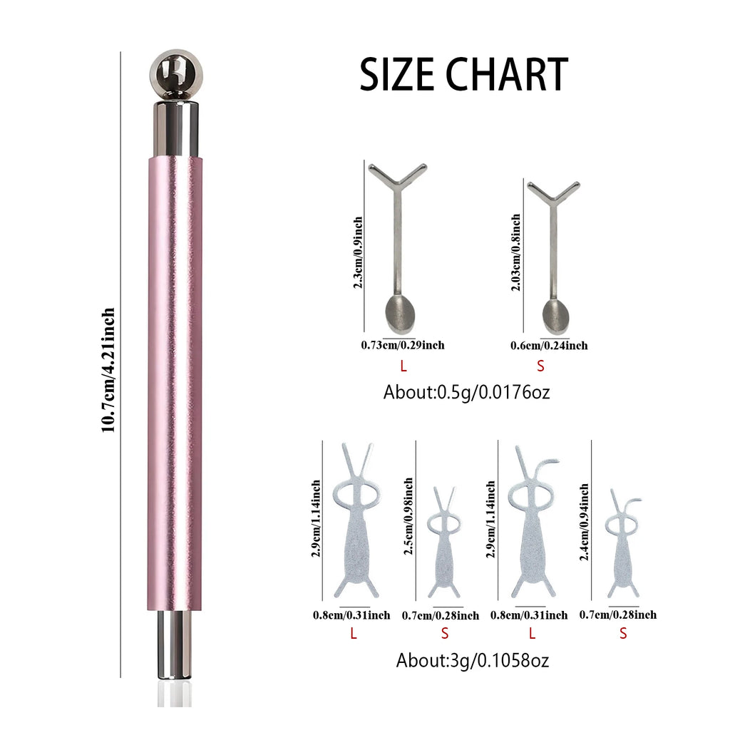 Pro Cat Eye Nail Magnet Kit — Dual-Tip Wand, Round Beads & Y/Rabbit Stencil. DIY Multi-Style Cat Eye Nails Made Easy.