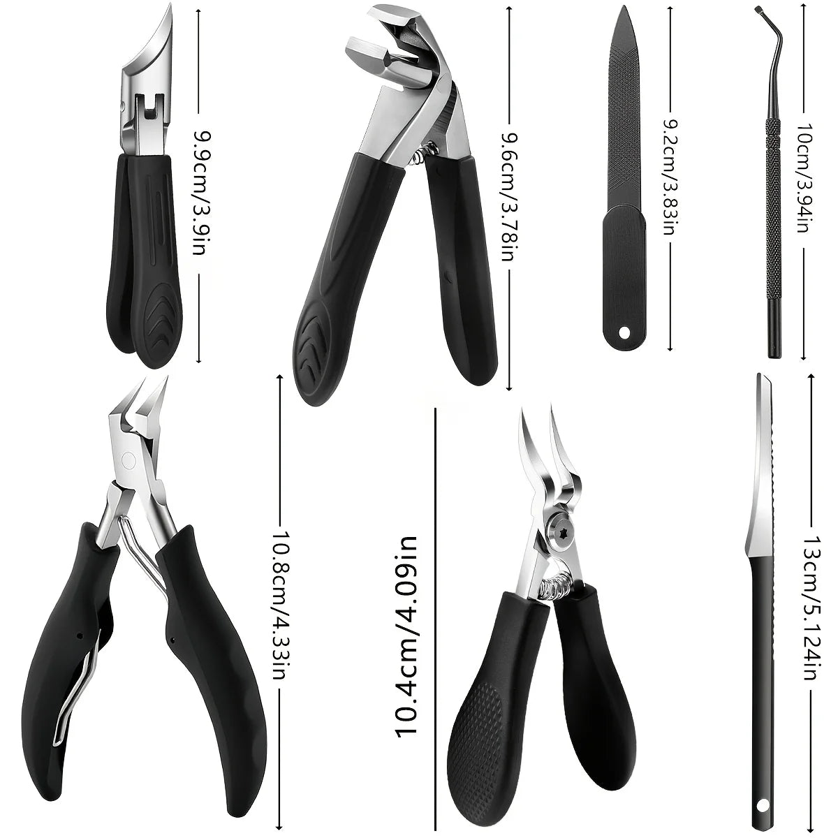 1/7pcs Professional Heavy Duty Nail Care Tool Set - Wide Jaw Nail Clippers with Convex for Thick Ingrown Toenails & Fingernails