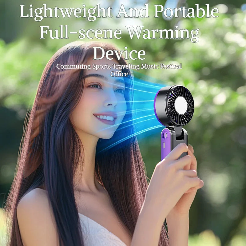 Handheld Folding Semiconductor Digital Display Desktop Fan Cooling Superconductor Ice Compress Handheld Fan One-Button Outdoor