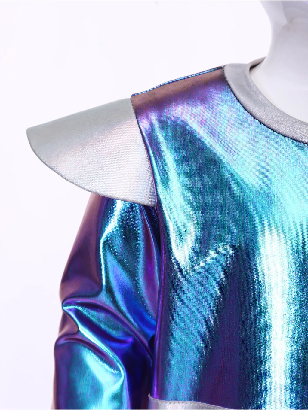 Little Boys Girls Halloween Theme Party Metallic Shiny Alien Rompers Space Robot Astronaut Dress Up Jumpsuit Photography Costume