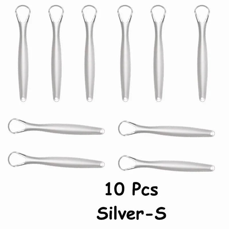1Pc/2/4/10//20/50Pcs Dental Stainless Steel Tongue Scraper Bad Breath  Tongue Coating Cleaner Oral Care Tools Large/Small