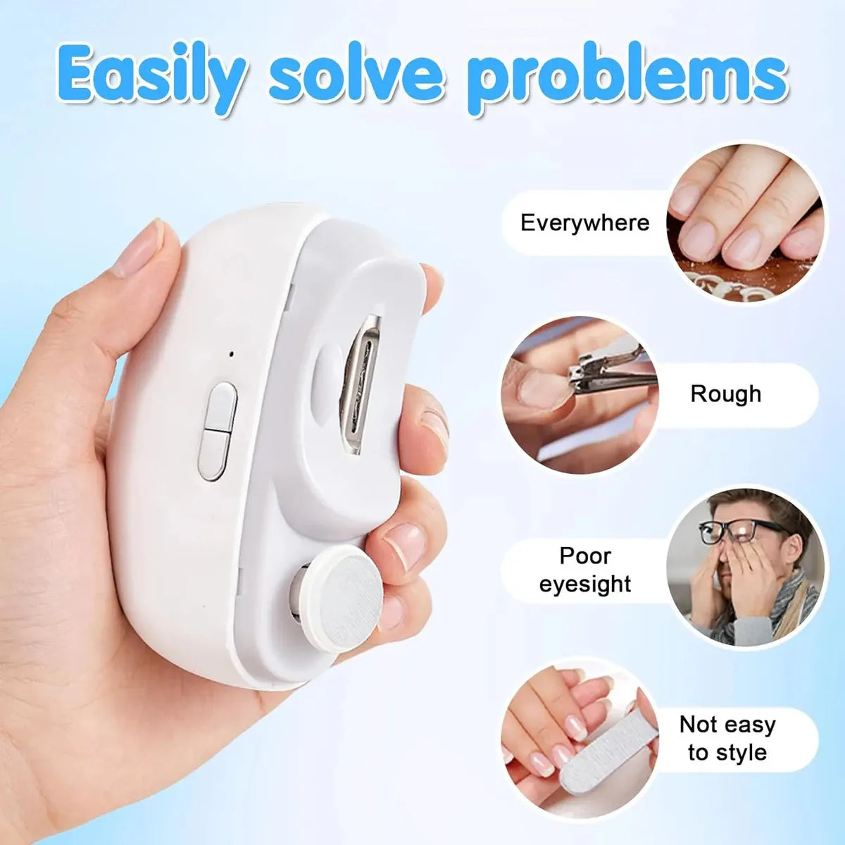 3 in 1 Automatic Electric Nail Clipper with Polishing, Safe and Convenient Nail Trimmer, Two-Speed Electric Toe Nail Clippers