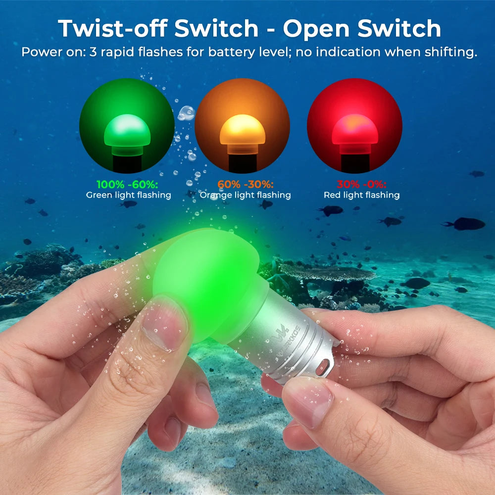 Wurkkos DL04 Diving Flashlight RGB Signal Light IPX8 Waterproof Jellyfish Design for Camping Swimming Emergency Visibility