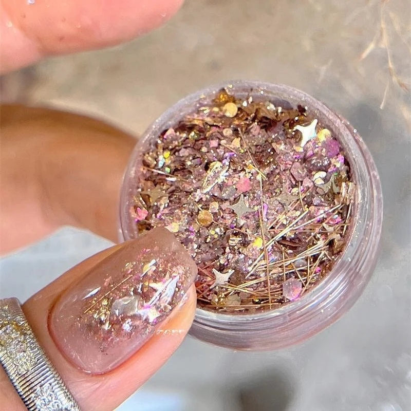 1pc Colorful  nail powder platinum foil decoration and rhinestone accessories DIY nail charm nail gemstone nail products